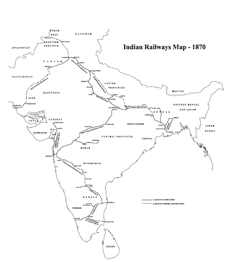 Map of Indian Railways in 1870